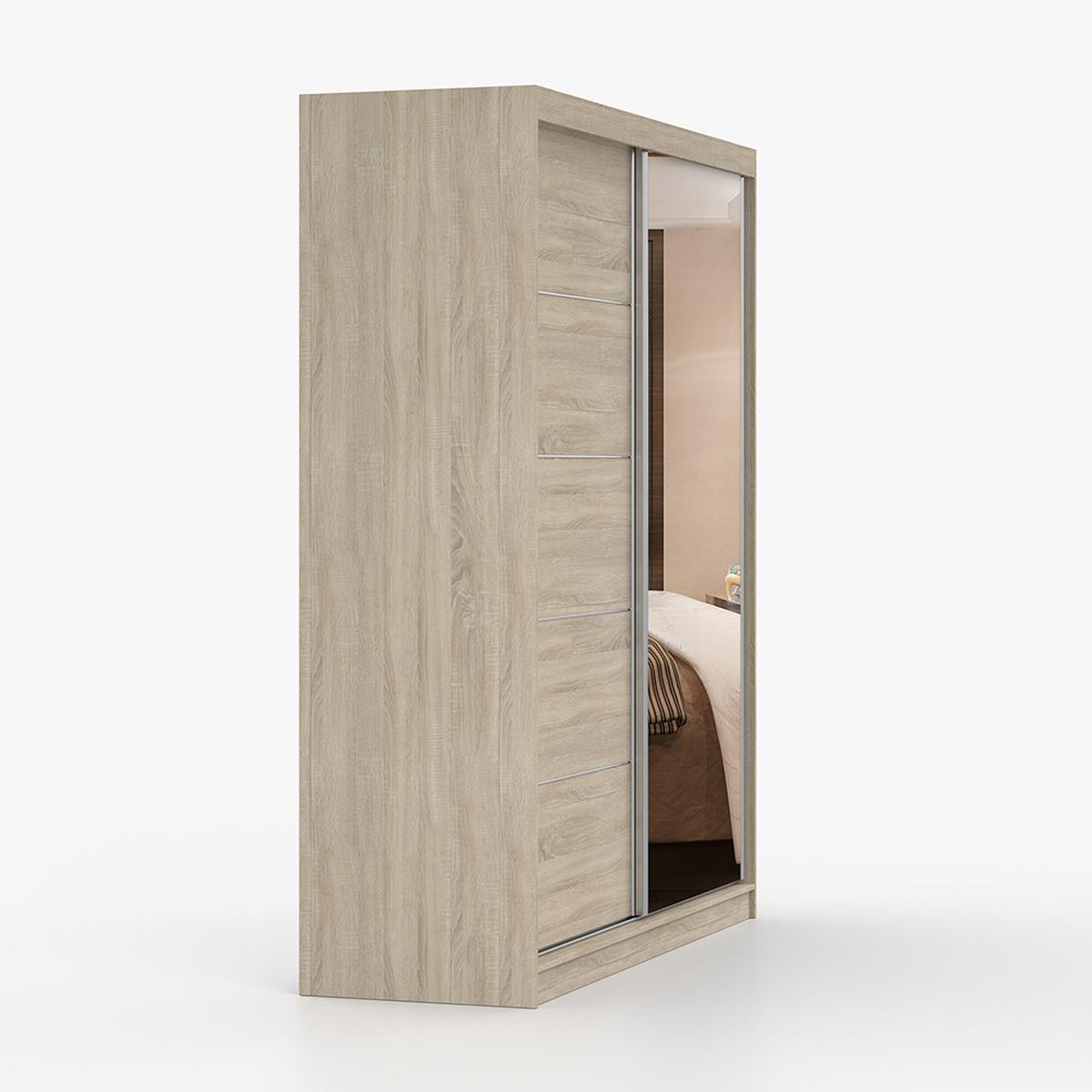 SCHWEBETÜRENSCHRANK 183/218/61 cm 2-türig Bella 03 Sonoma Eiche - Alufarben/Sonoma Eiche, Glas/Holzwerkstoff (183/218/61cm) - imoebel24