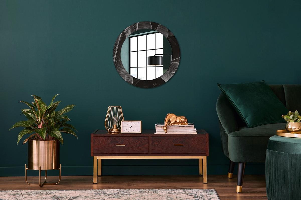 SPIEGEL Rund Ø 60 cm mit Aufdruck - Grau, Glas (60/60/0.4cm) - Wallfluent