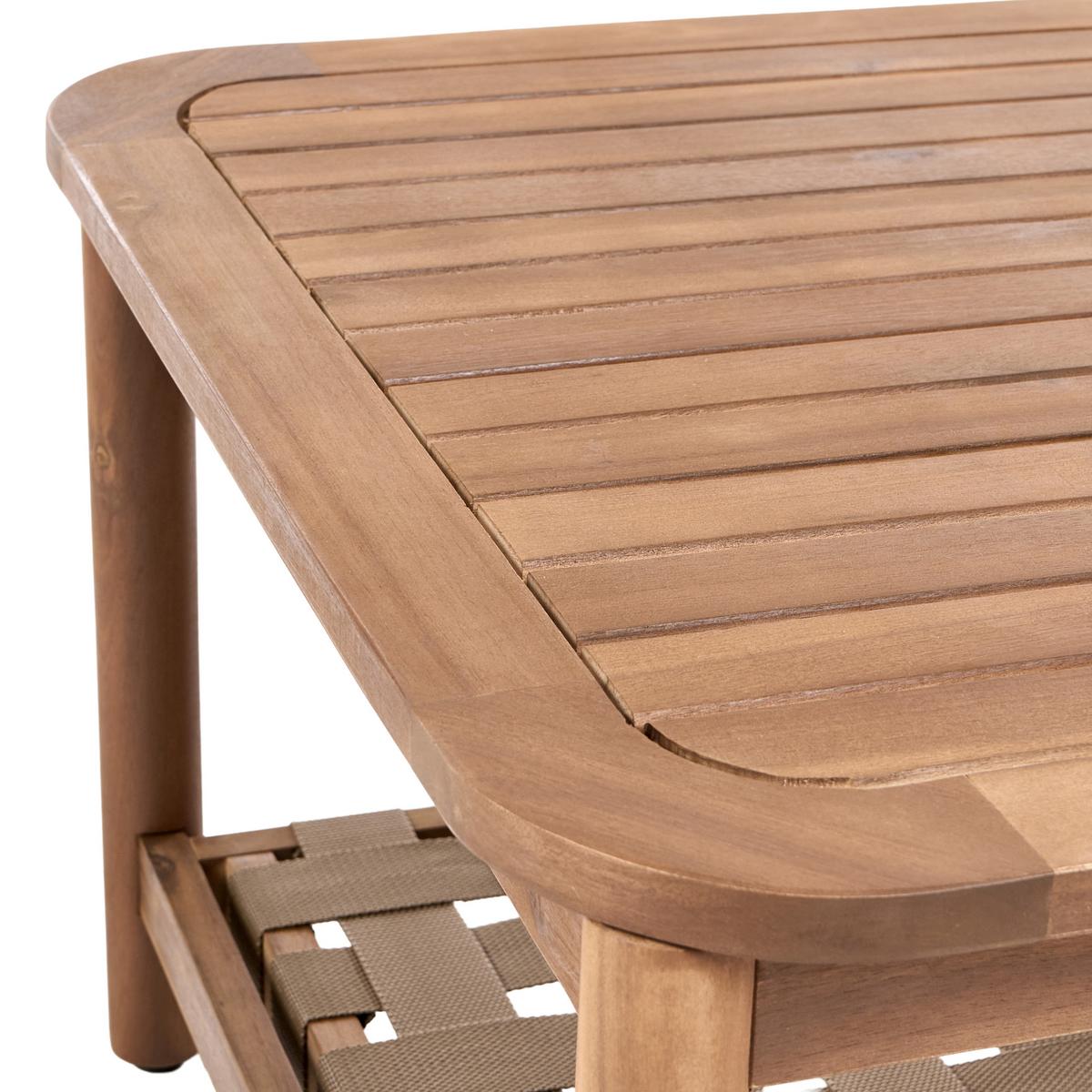 OUTDOOR-COUCHTISCH mit Ablage 70/70 cm Akazienholz Braun Milzano - Braun, Holz (70/70/46cm) - Beliani