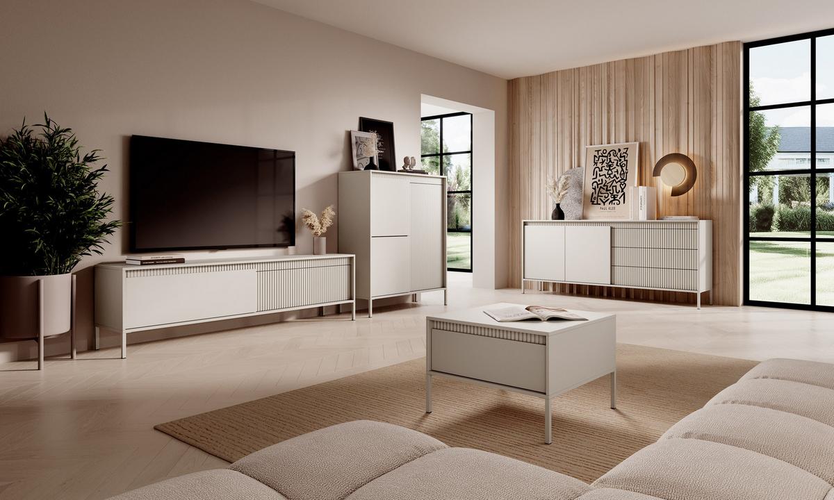 SIDEBOARD Cindy Beige 154/81/40 cm - Beige, Holzwerkstoff/Metall (153.5/81.4/39.5cm) - WFL GROUP