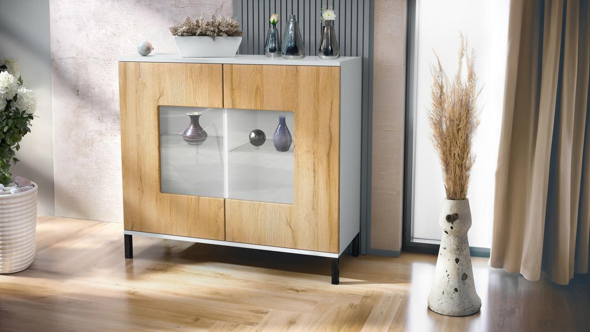 KOMMODE Grömitz Eiche Natur - Eichefarben, Holzwerkstoff (92.5/83.5/35cm) - Vladon