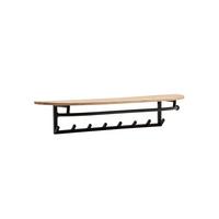 WANDGARDEROBE TIETAR, Akazie Massivholz, Akazie-Schwarz, 100 x 20 x 30 cm - Schwarz/Akaziefarben, Metall (100/30/20cm) - KADIMA DESIGN