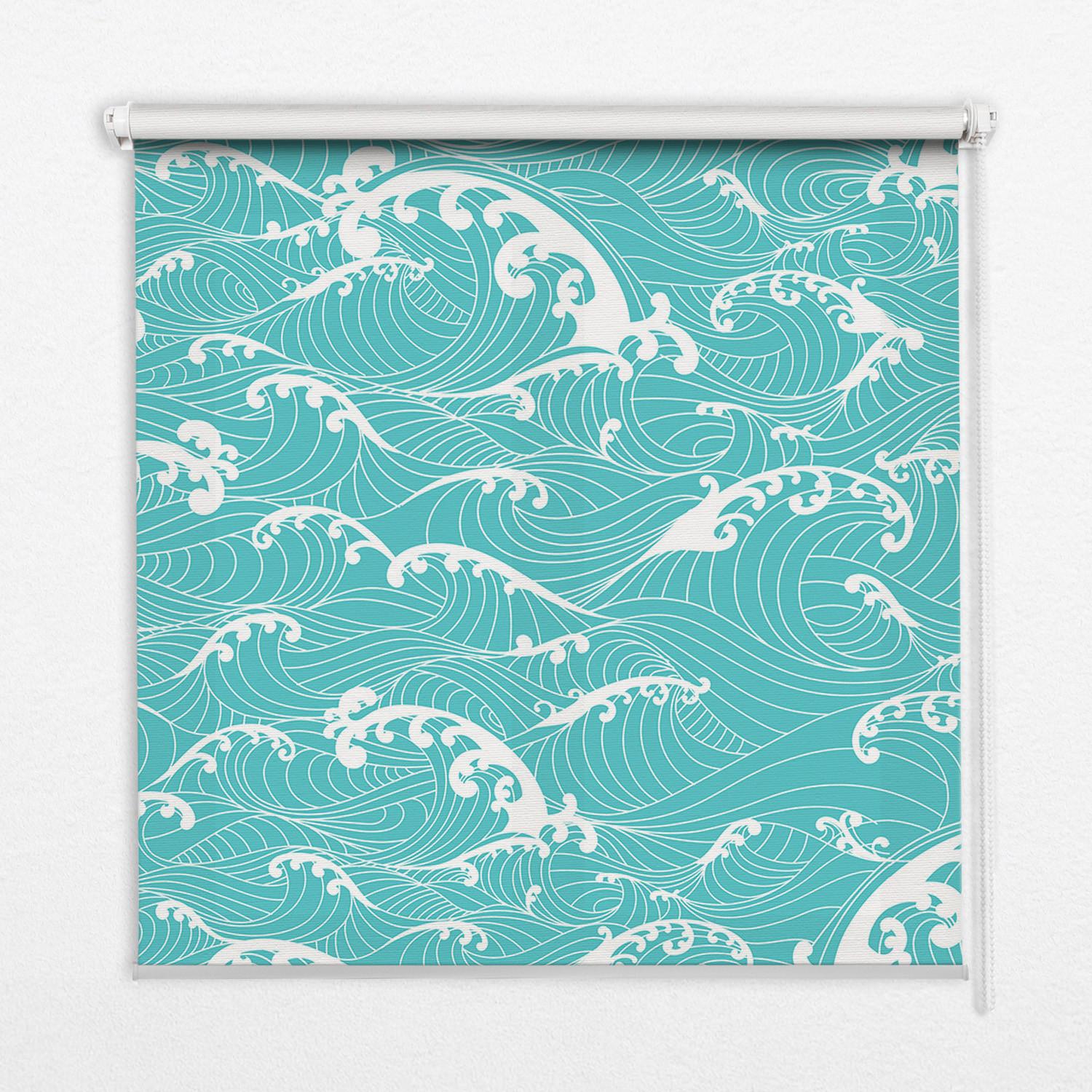 INNENROLLO - Fensterrollo - Rollo - 100x100 cm - Wellen - Blau, Kunststoff (100/100/0.5cm) - TULUP