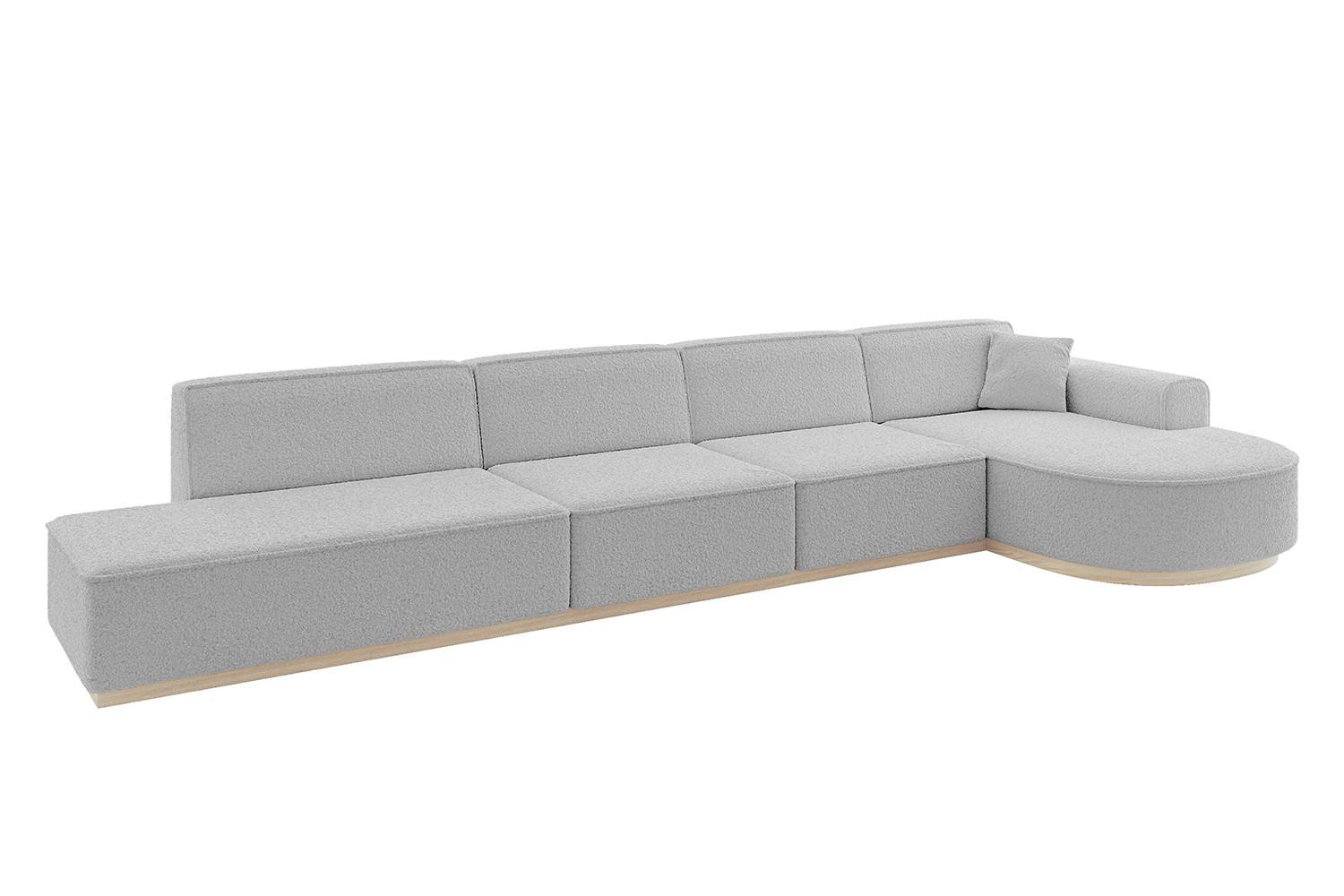 ECKSOFA Ottomane Rechts ARRIO-L3 - 413x171x83 cm Hellgrau - Hellgrau, Holzwerkstoff/Textil (413/171cm) - ALTDECOR
