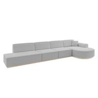 ECKSOFA Ottomane Rechts ARRIO-L3 - 413x171x83 cm Hellgrau - Hellgrau, Holzwerkstoff/Textil (413/171cm) - ALTDECOR