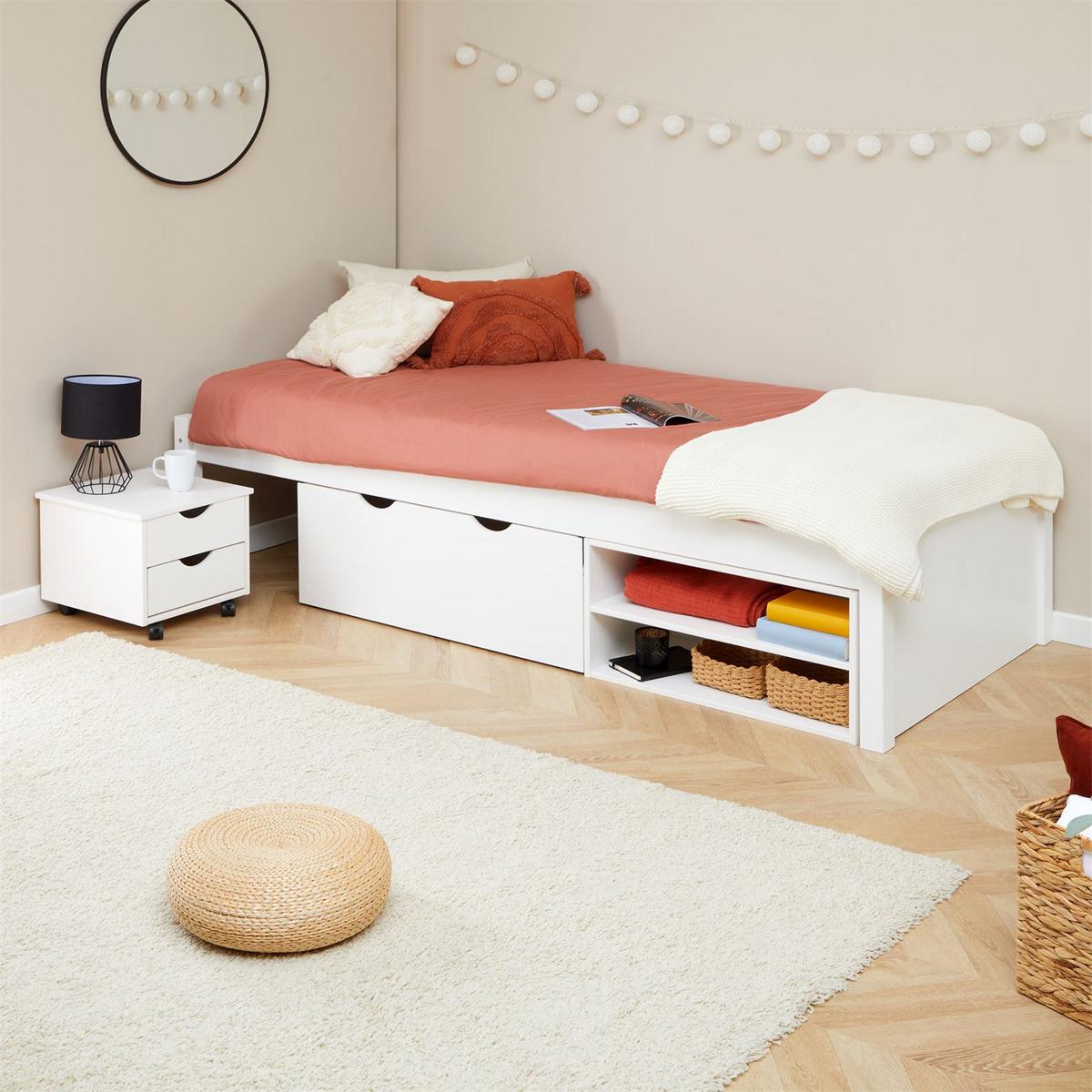 SCHUBLADENBETT SABRINA 90x190 cm weiß - Weiß, Holz (90/190cm) - IDIMEX