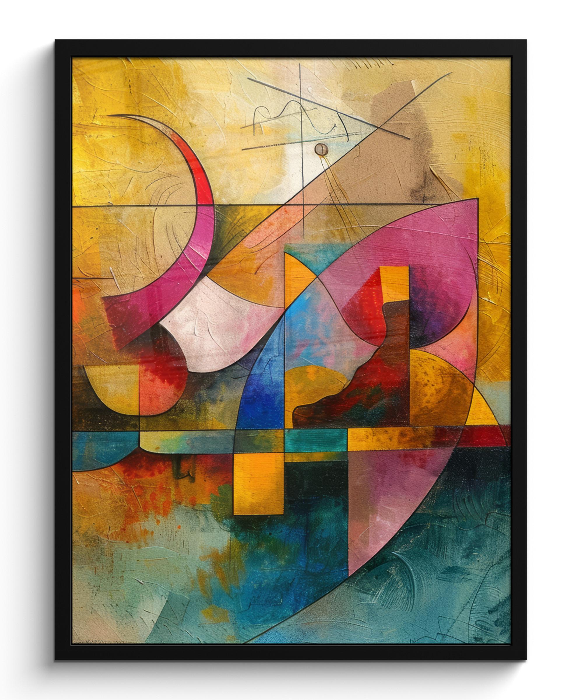 POSTER MIT RAHMENGERAHMTES BILD Kunst - Abstrakt - Modern Posterleiste 60x80 cm - Gelb, Papier (60/80cm) - MuchoWow