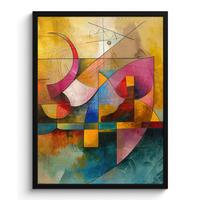 POSTER MIT RAHMENGERAHMTES BILD Kunst - Abstrakt - Modern Posterleiste 60x80 cm - Gelb, Papier (60/80cm) - MuchoWow
