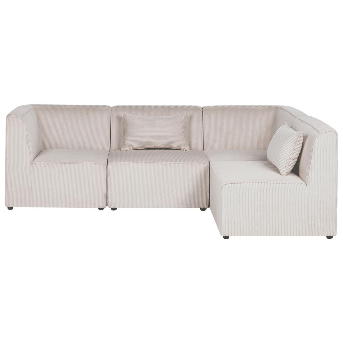 ECKSOFA Modul 4-Sitzer linksseitig Beige Cord Lemvig - Beige, Textil (250/166cm) - Beliani