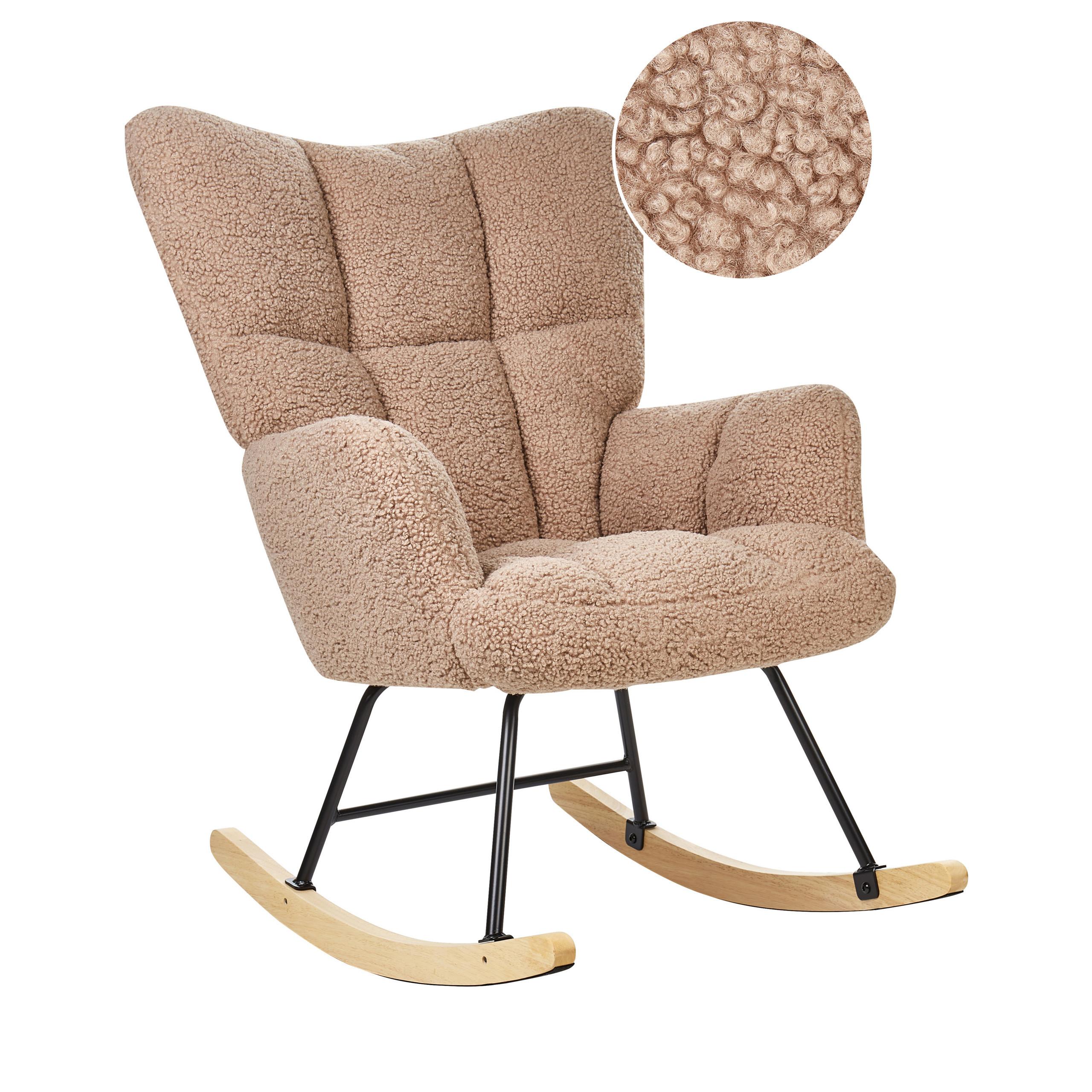 SCHAUKELSESSEL Bouclé Sandbeige Oulu - Sandfarben/Hellbraun, Textil (71/104/83cm) - Beliani