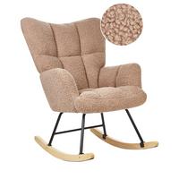 SCHAUKELSESSEL Bouclé Sandbeige Oulu - Sandfarben/Hellbraun, Textil (71/104/83cm) - Beliani