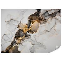 FOTOTAPETE für Badezimmer Moderner Grauer Marmor Gold Schwarz Imitation 500x350 - Beige/Grau, Papier (500/350cm) - Muralo