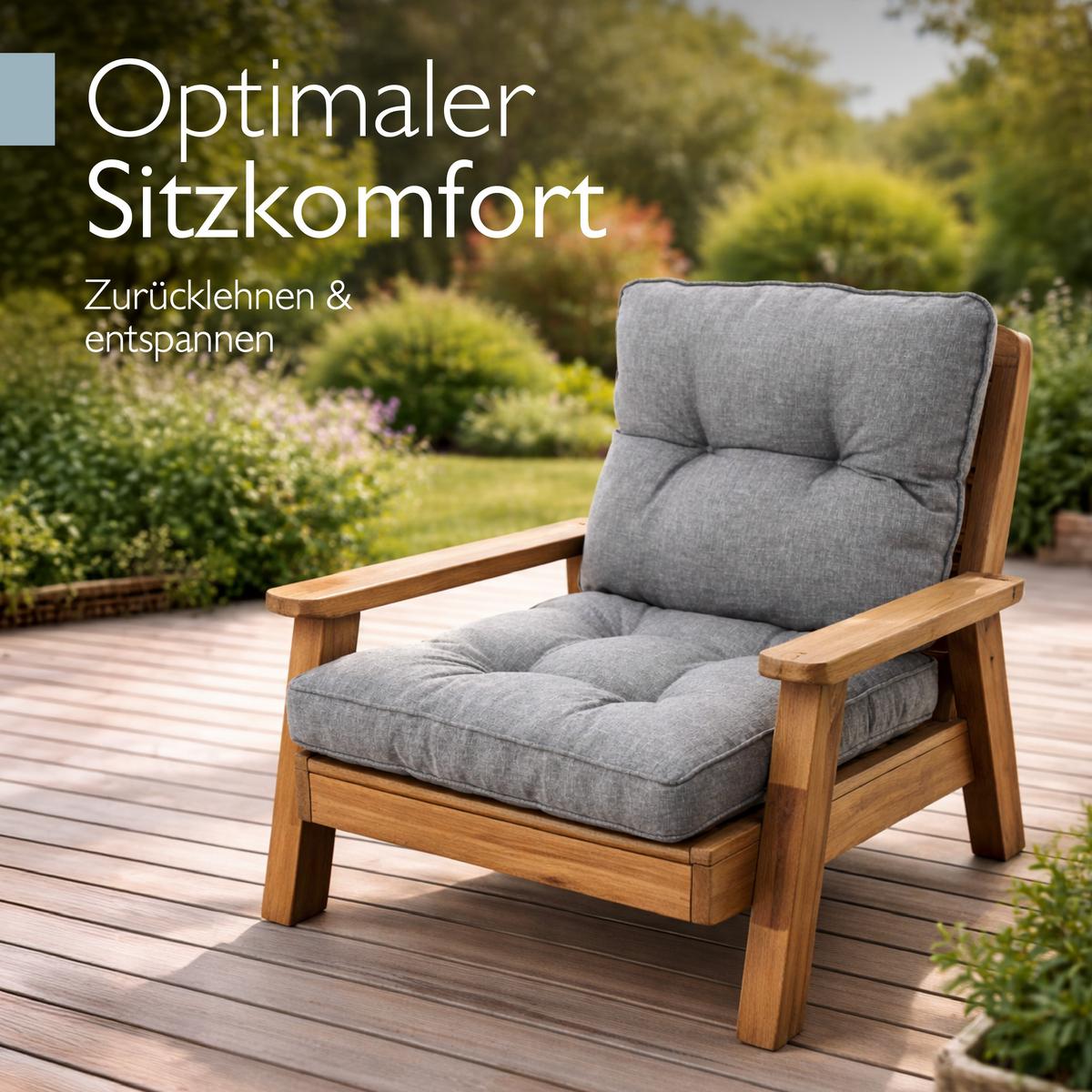 LOUNGEKISSEN Beauflair Outdoor Sitz 50x50x10cm mit Rücken 50x40x12cm Hellgrau (2tlg) - Hellgrau, Textil (50/50cm) - Beautissu 