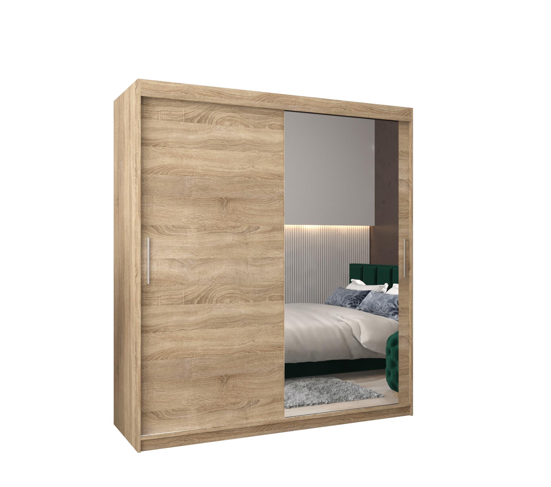 SCHWEBETÜRENSCHRANK 200/180/62 2-türig - Silberfarben/Sonoma Eiche, Holz/Kunststoff (180/200/62cm) - MÖBEL KRYSPOL