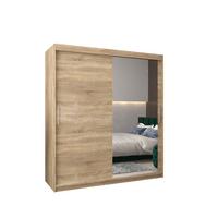 SCHWEBETÜRENSCHRANK 200/180/62 2-türig - Silberfarben/Sonoma Eiche, Holz/Kunststoff (180/200/62cm) - MÖBEL KRYSPOL