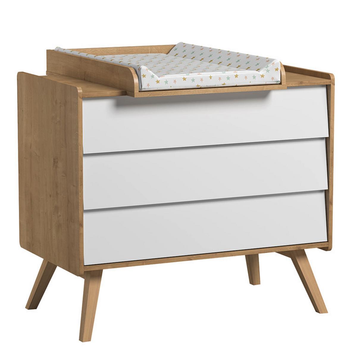 BABYZIMMER 3-teilig Eiche und Weiß - Weiß, Holzwerkstoff (125/103/65cm) - Petits-meubles