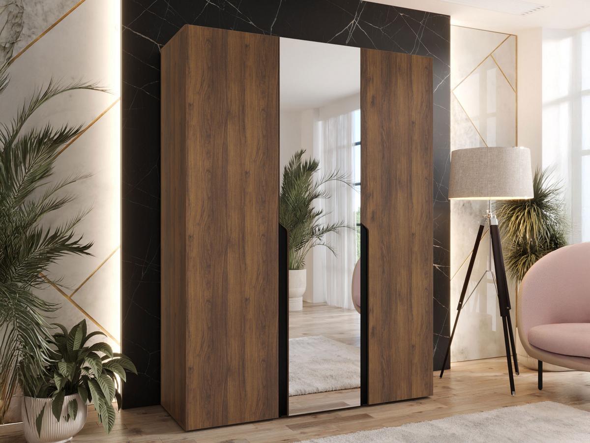 DREHTÜRENSCHRANK Mila II 150 - Nussbaumfarben/Schwarz, Holzwerkstoff/Kunststoff (150/202/52cm) - MIRJAN24