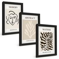 BILDER SET 3er Set - 20x30 cm Schwarzer Rahmen - Gesicht Blätter Kunst Matisse - Schwarz, Kunststoff (20/30cm) - TULUP