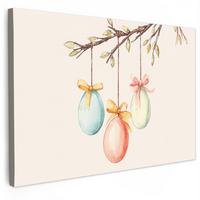 LEINWANDBILD Osterkuchen - Schleife - Eier Gemälde 60x40 cm - Creme, Textil (60/40cm) - MuchoWow