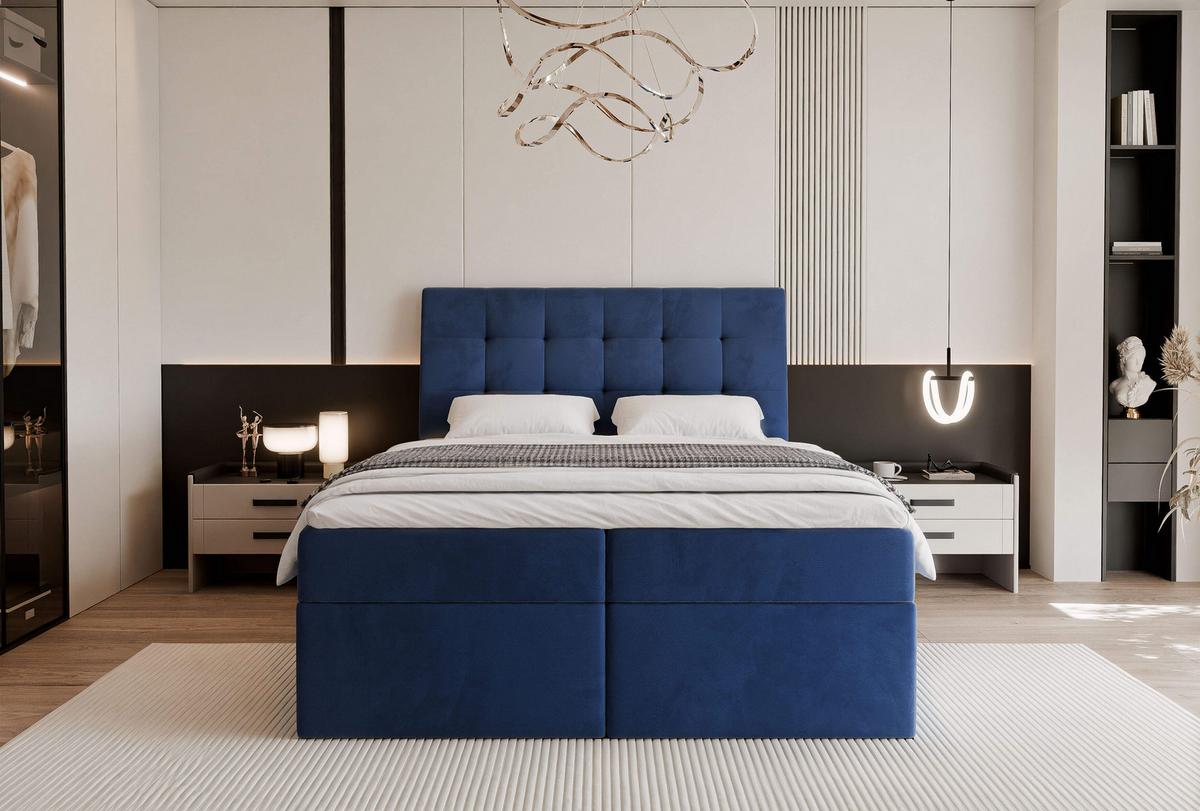 BOXBETT 140x200 cm mit Topper - Blau, Textil (140/200cm) - Idohome