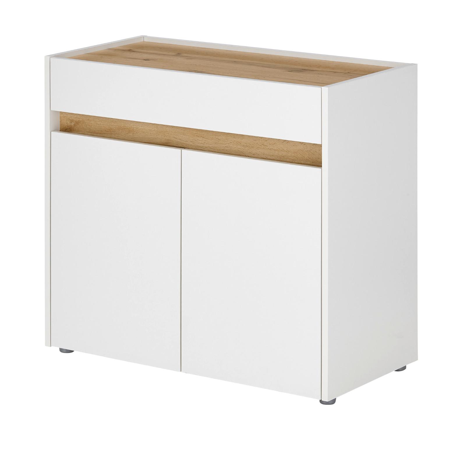 STANDCONTAINER Weiß, Eiche Wotan 80 x 70 cm, Büro Kommode mit Schubkasten, Schreibtischhöhe - Eichefarben/Eiche Wotan, Holzwerkstoff/Kunststoff (80/70/40cm) - Furn.Design