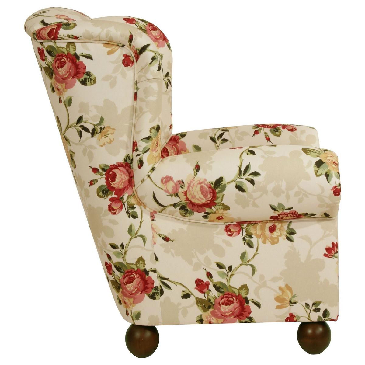 OHRENBACKENSESSEL Kasha Bezug Flachgewebe Buche nussbaum dunkel / multi - Dunkelbraun/Naturfarben, Kunststoff (93/103/87cm) - 58aufmkessel