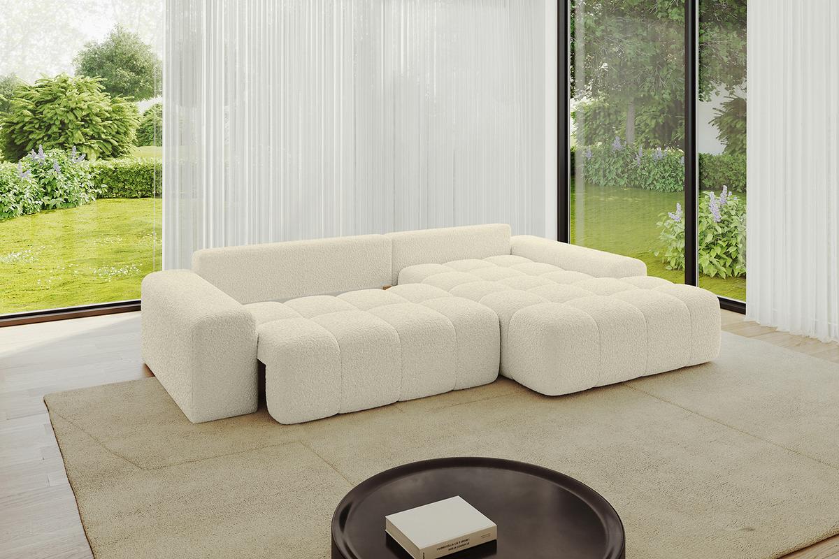 ECKSOFA Ottomane Rechts ENSI-L - 267x164x69 cm Creme - Hellbraun/Creme, Holzwerkstoff/Kunststoff (164/267cm) - ALTDECOR
