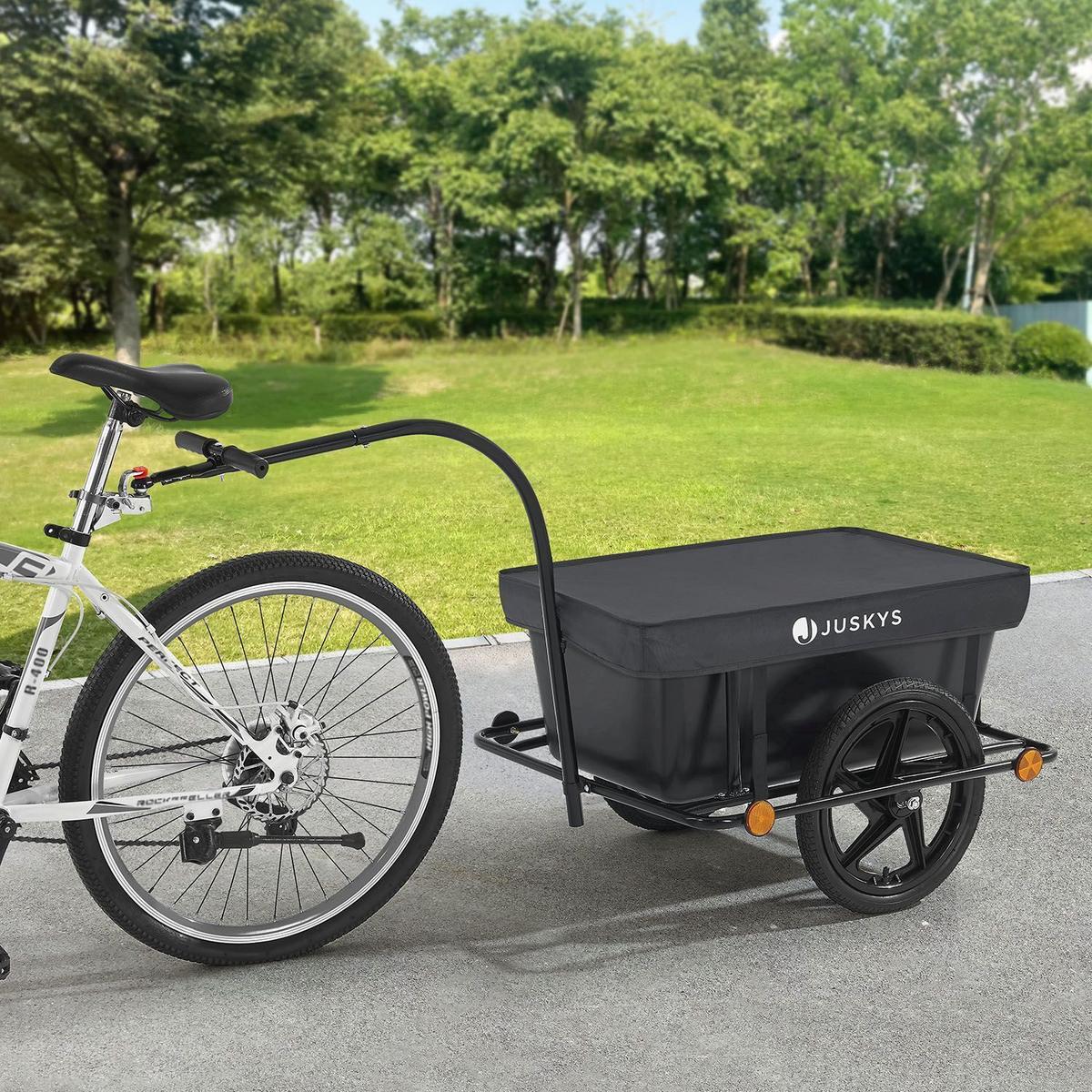 FAHRRADANHÄNGER 90 Liter - Schwarz, Kunststoff (66/94/166cm) - Juskys