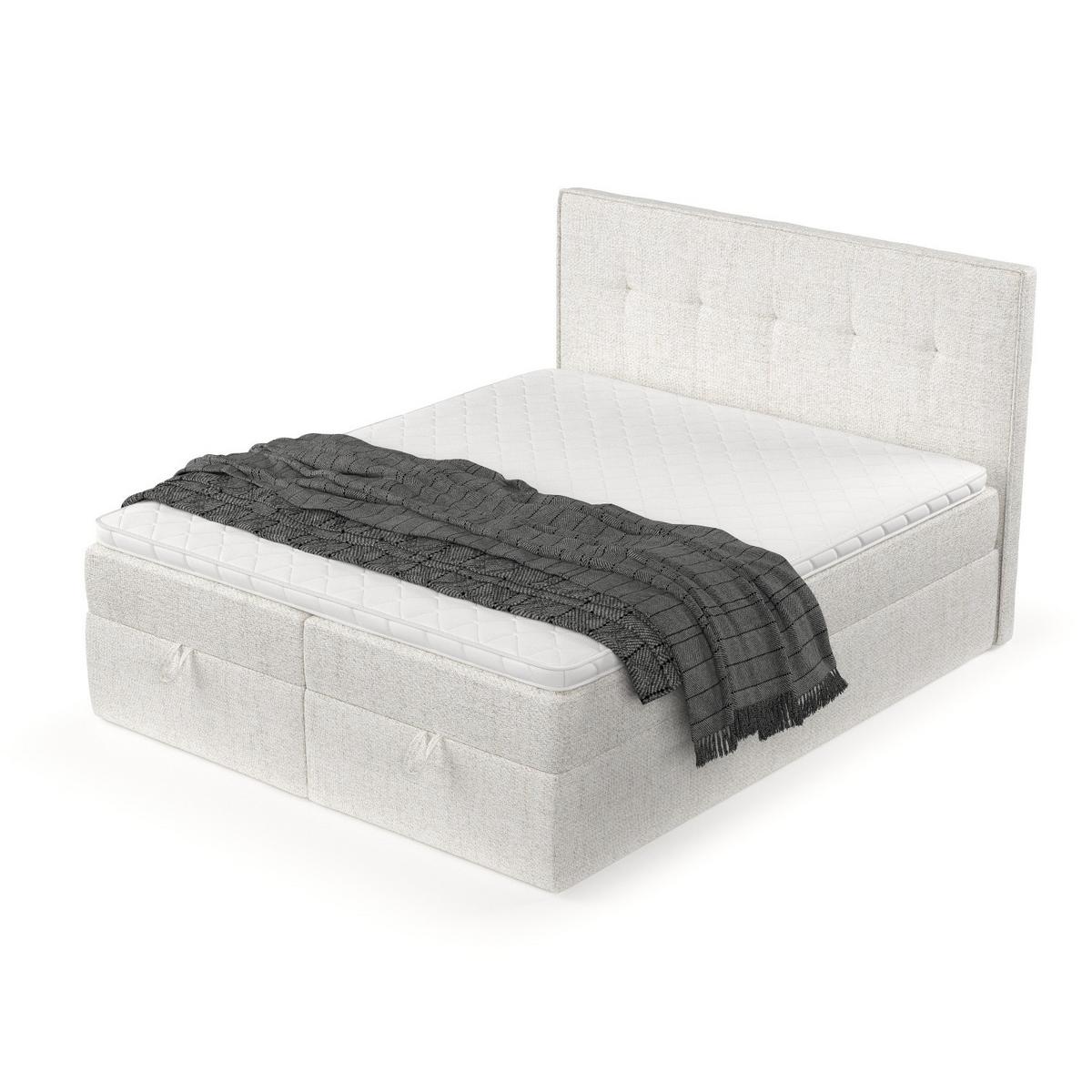 BOXBETT Tivra 180/200 cm Creme im Neve Stoff - Creme/Schwarz, Holz/Holzwerkstoff (180/200cm) - AltaBeds