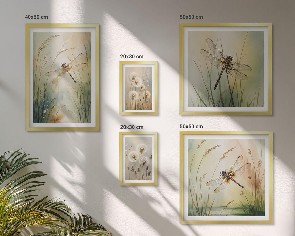 BILDER SET 5er Set - 50x50 cm & 20x30 cm & 40x60 cm Goldrahmen - Strandbretter, Surfboote, Vögel - Goldfarben, Kunststoff (40/60cm) - TULUP