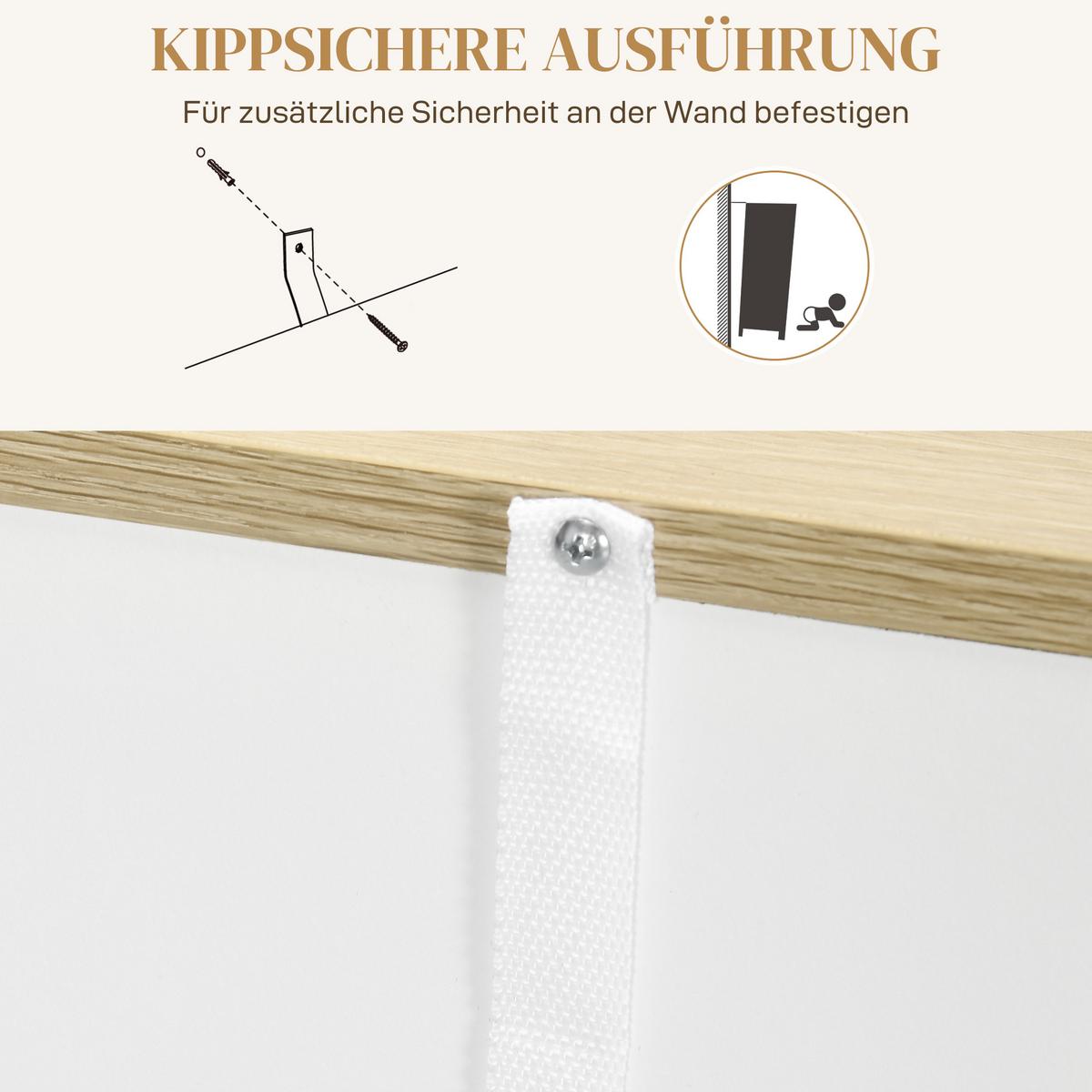 SIDEBOARD Küchenschrank mit Schublade, verstellbare Ablage, Aufbewahrungsschrank - Weiß/Naturfarben, Holz/Holzwerkstoff (30/81.2/106cm) - HOMCOM