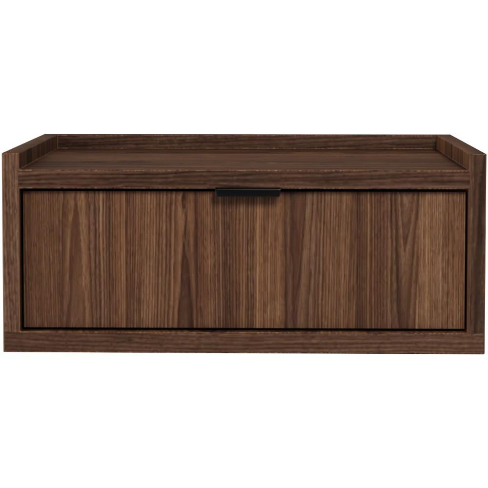 NACHTTISCH Evron mit 1 Schublade, Hängender, Walnuss - Walnussfarben/Schwarz, Holzwerkstoff/Metall (40/21/40cm) - Beautysofa