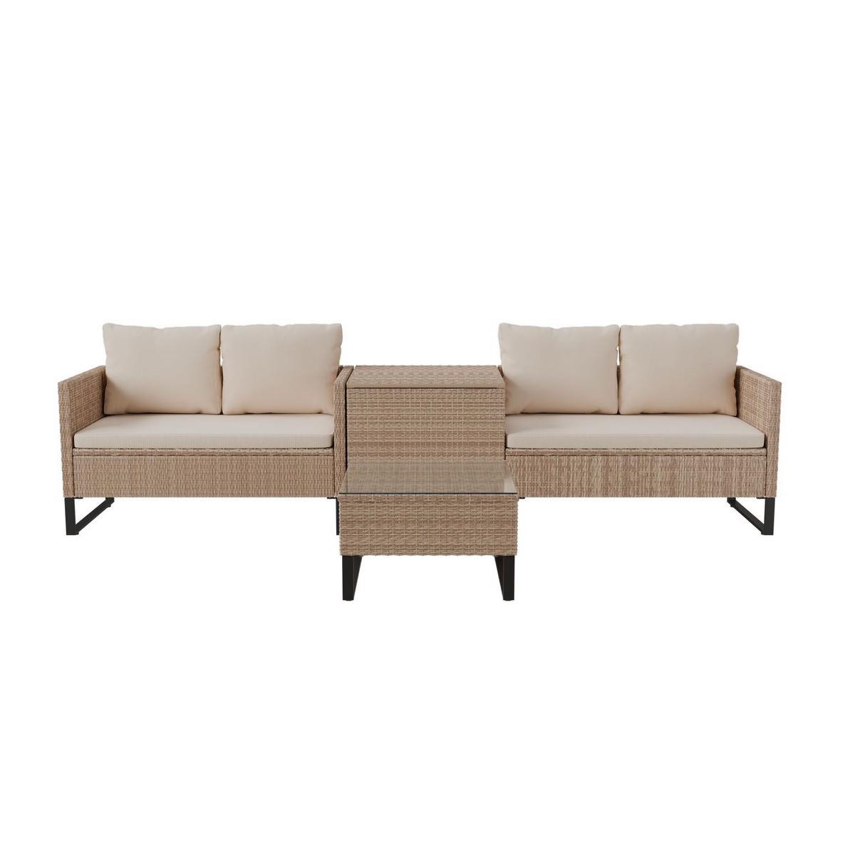 LOUNGEGARNITUR Santorini creme / sand - Beige, Kunststoff/Metall - Juskys