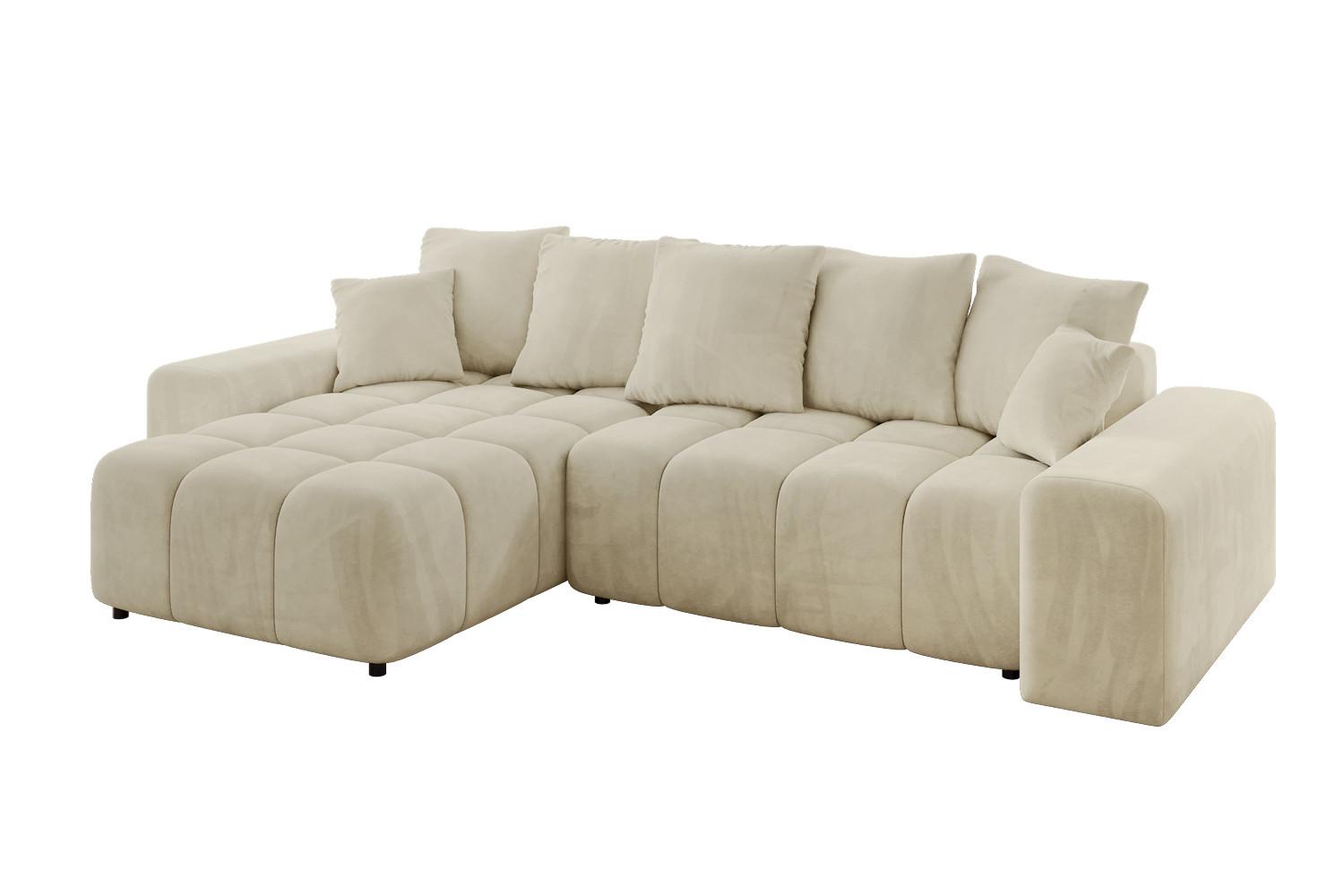 ECKSOFA Ottomane links ENIL-L 297x189x68 Beige Velours - Taupe, Holzwerkstoff/Kunststoff (297/189cm) - ALTDECOR