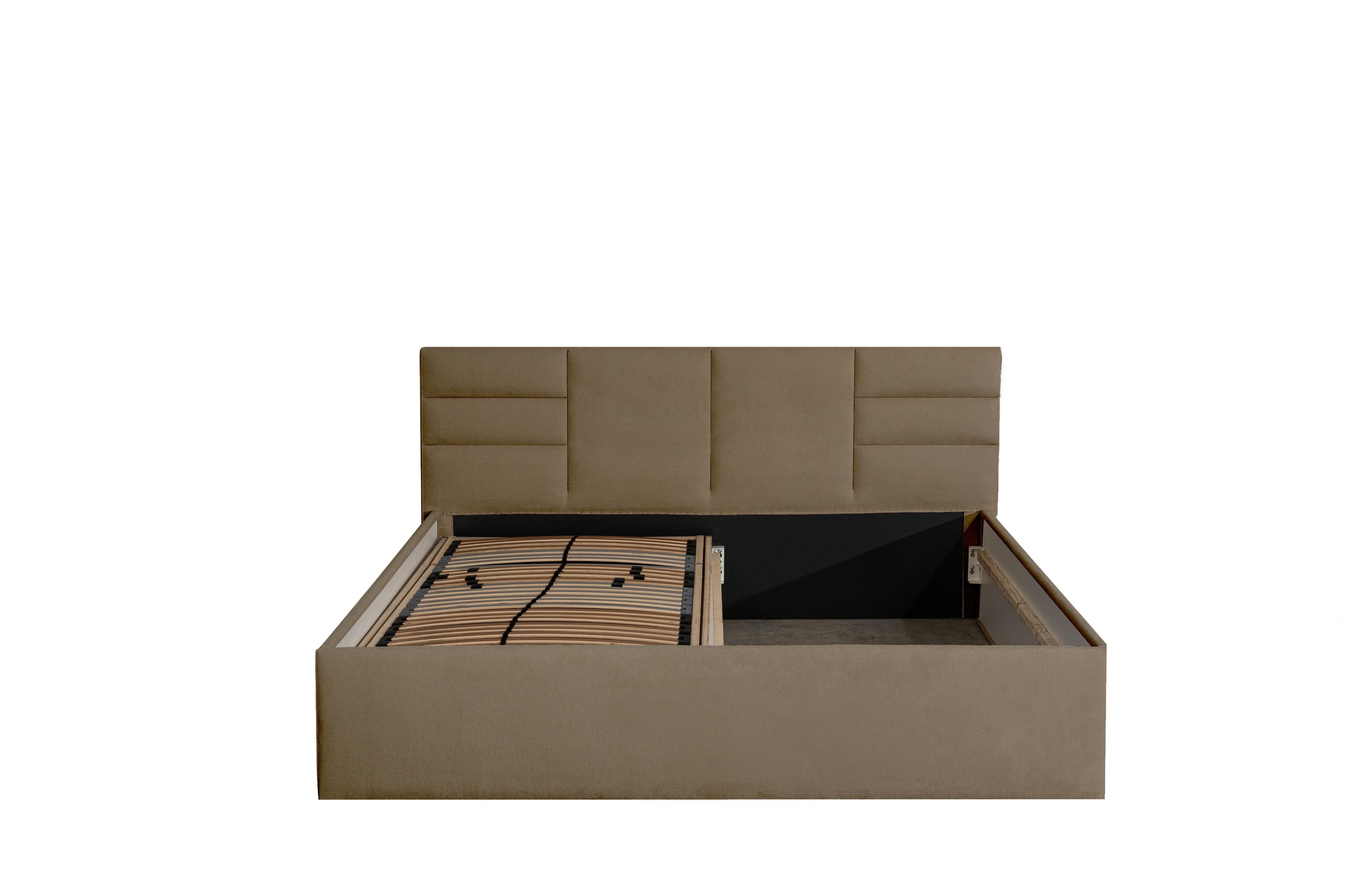 POLSTERBETT Madera Sahara 180 x 200 x 40 cm Stauraum unter der Liegefläche Mit hochwertiger Matratze H2 (bis 100 kg) und Lattenrost - Sahara, Textil (180/200cm) - Halmon Schlafkomfort Betten 