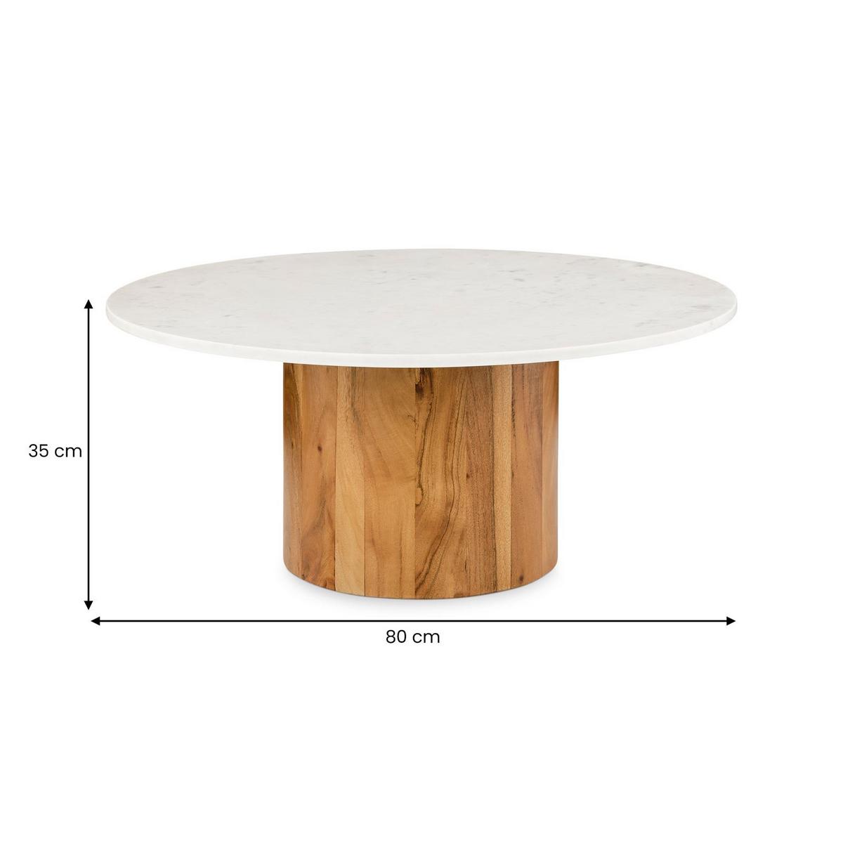 COUCHTISCH GANGA weiß/natur - Weiß/Naturfarben, Holz/Naturmaterialen (80/80/35cm) - IDIMEX