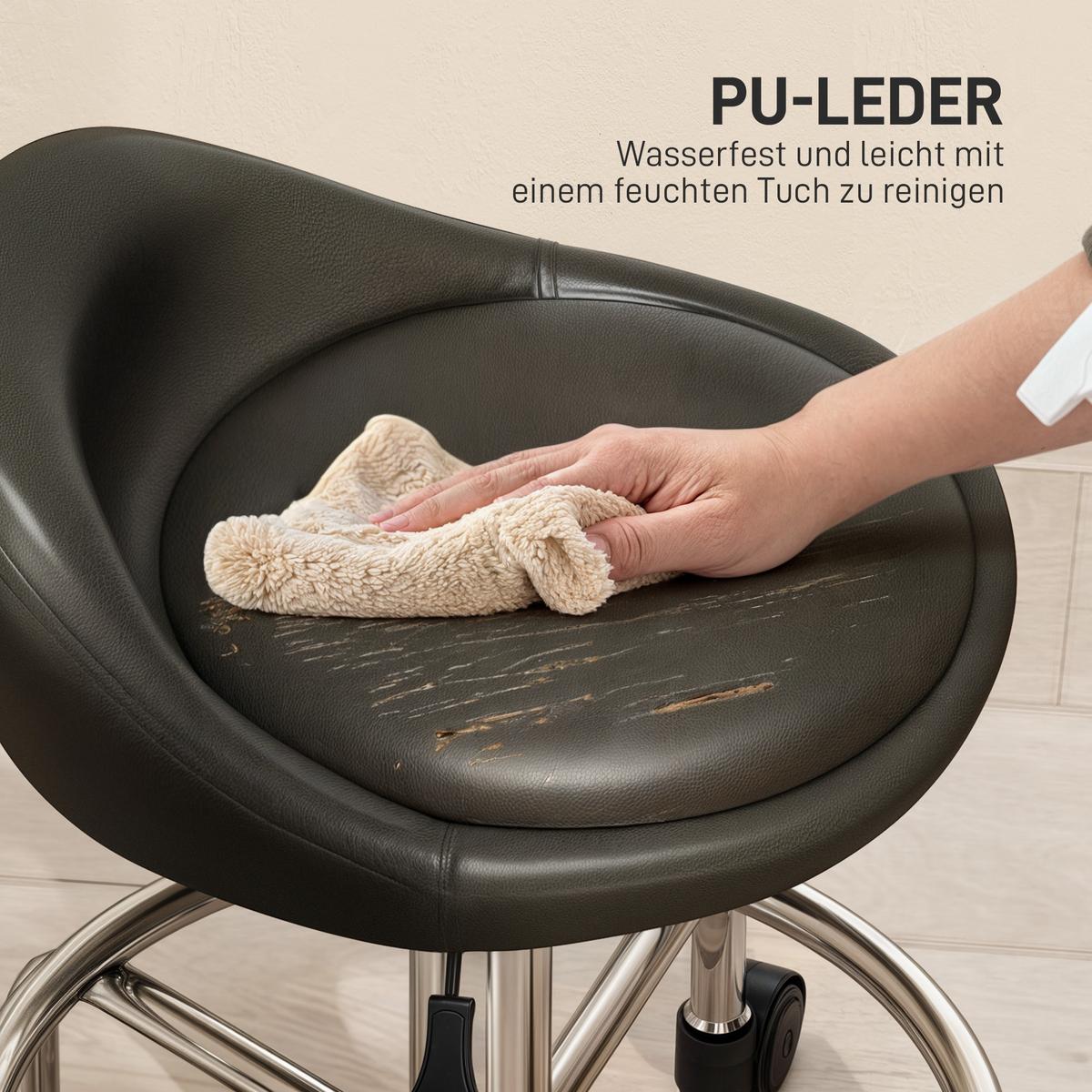 ROLLHOCKER Kunstleder Metall Schwarz - Schwarz, Kunststoff (43/75/43cm) - HOMCOM