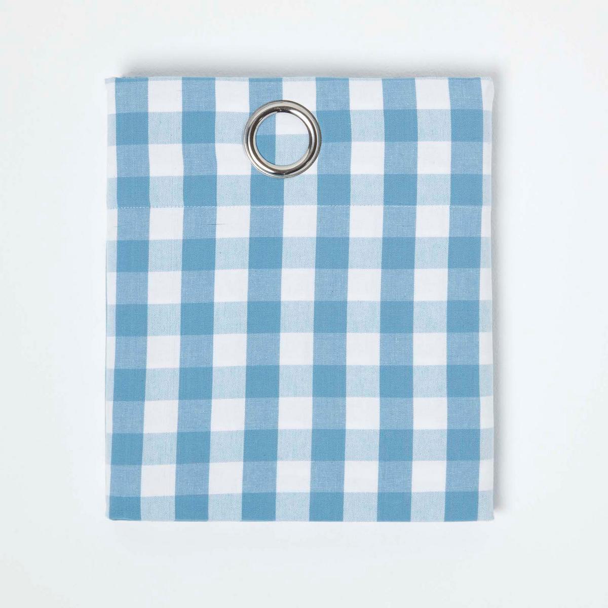 ÖSENVORHANG Karomuster blickdicht 2er-Set, 117/137 cm - Blau, Textil (117/137cm) - Homescapes
