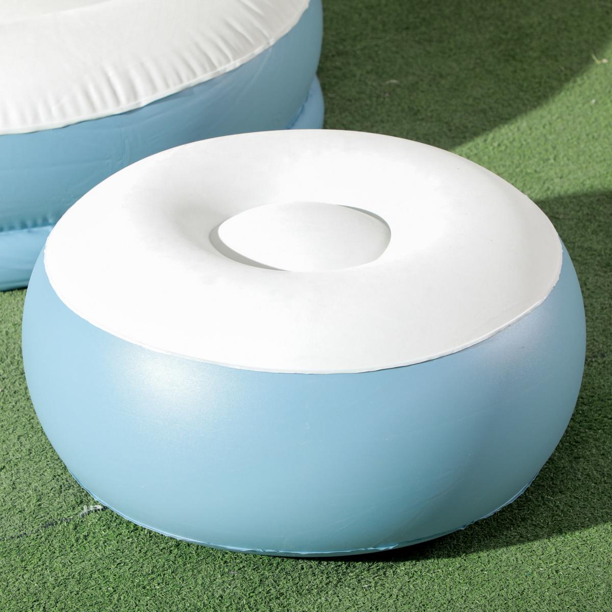 AUFBLASBARES SOFA, Weiß+Blau, Kunststoff - Weiß, Kunststoff (100/87/100cm) - Outsunny