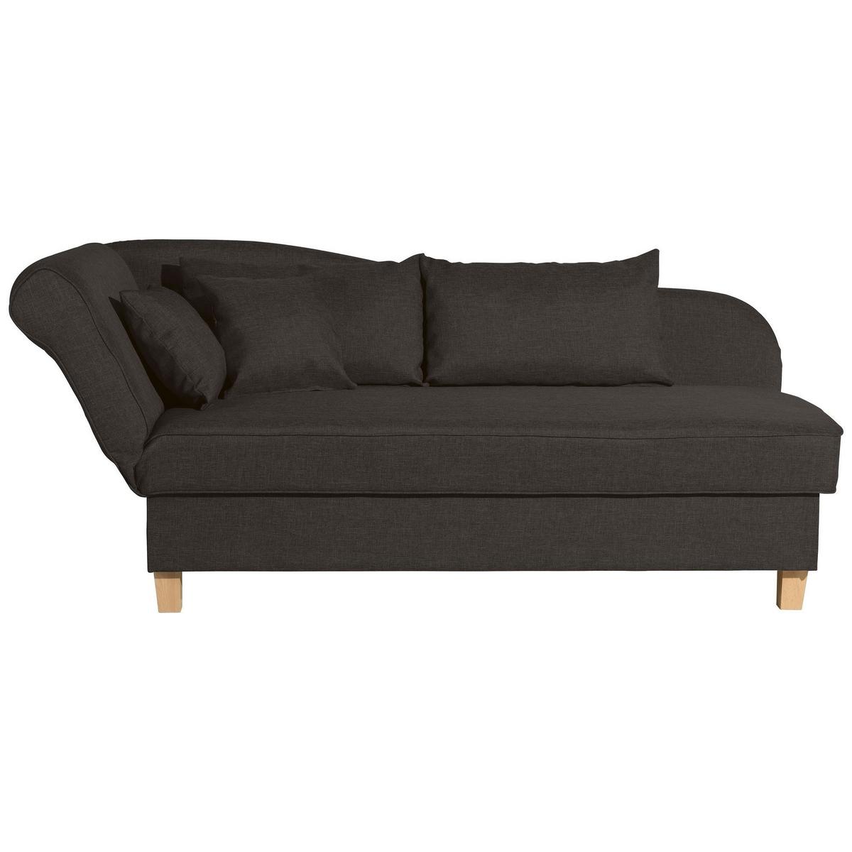 RECAMIERE mit Armteil links klappbar Katia Bezug Flachgewebe Buche natur / schoko - Dunkelbraun, Kunststoff (190/82/88cm) - 58aufmkessel