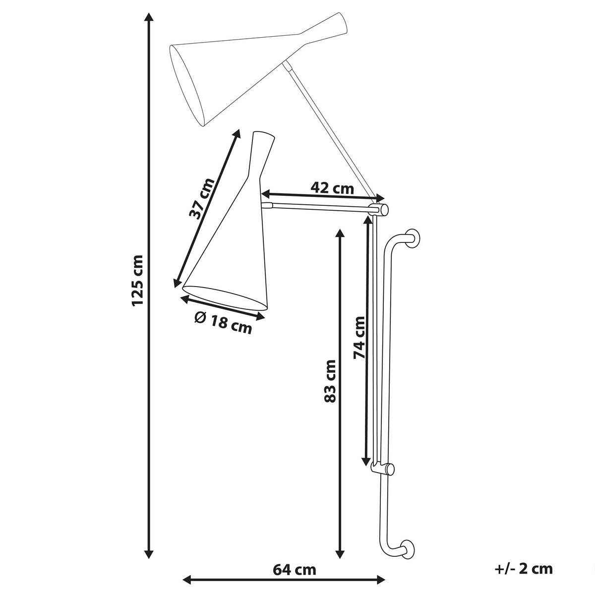 WANDLAMPE Weiß Marisa - Weiß, Metall (18/83/64cm) - Beliani