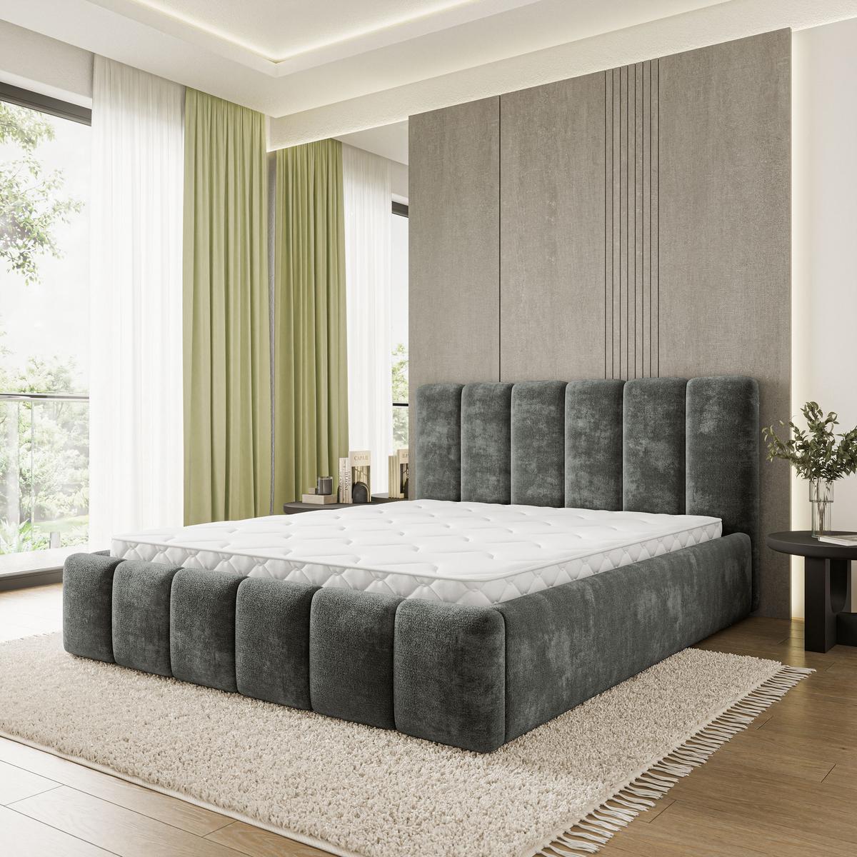 POLSTERBETT ATTORA LM 200x200 cm mit Bettkästen - Grau - Grau, Holz (200/200cm) - MASSENO