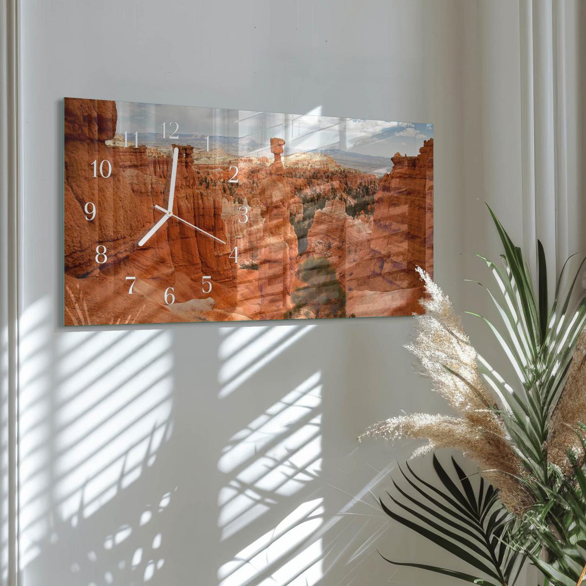 WANDUHR aus Glas 60x30 cm - Bryce Canyon - Orange, Glas (60/30/0.4cm) - TULUP