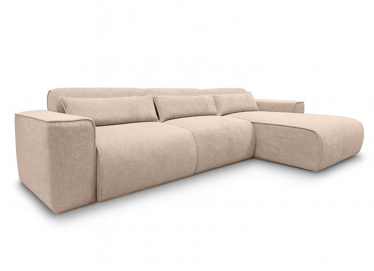 ECKSOFA L Form Ruyam Beige 310/165/78 cm – Schlaffunktion Rechts - Beige/Schwarz, Kunststoff/Textil (310/170cm) - AX Living