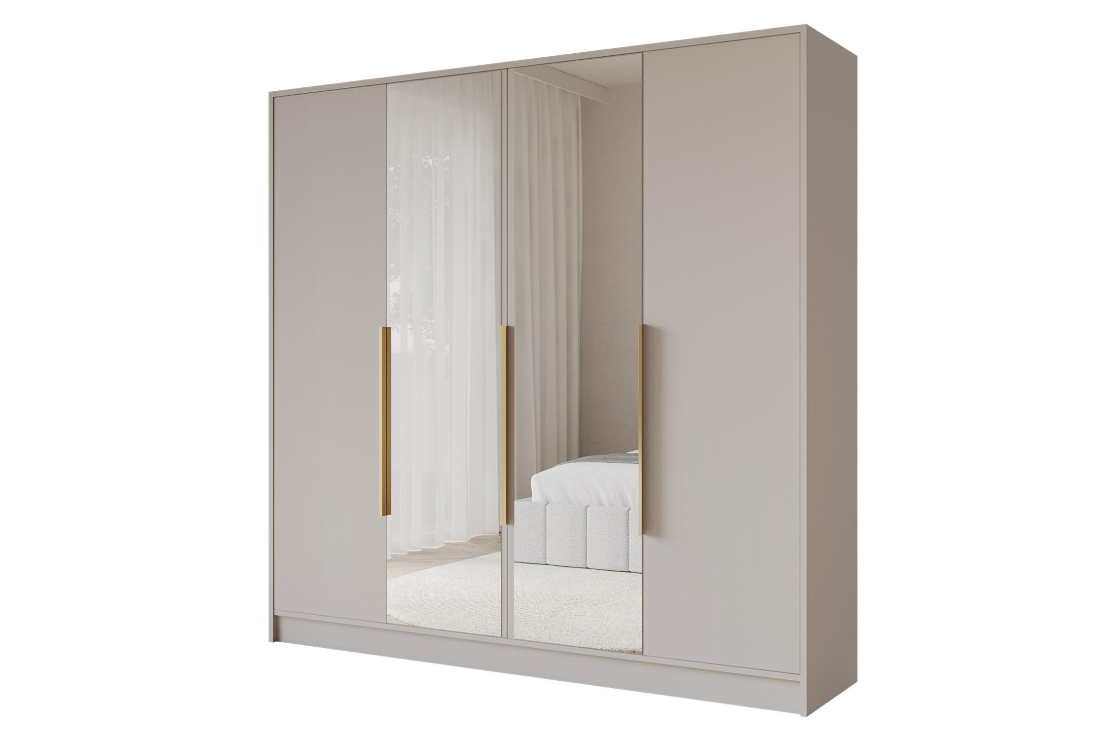 KLEIDERSCHRANK - LESE - 200 - Kaschmir - Kaschmir/Goldfarben, Holzwerkstoff (200/200/51cm) - ALTDECOR