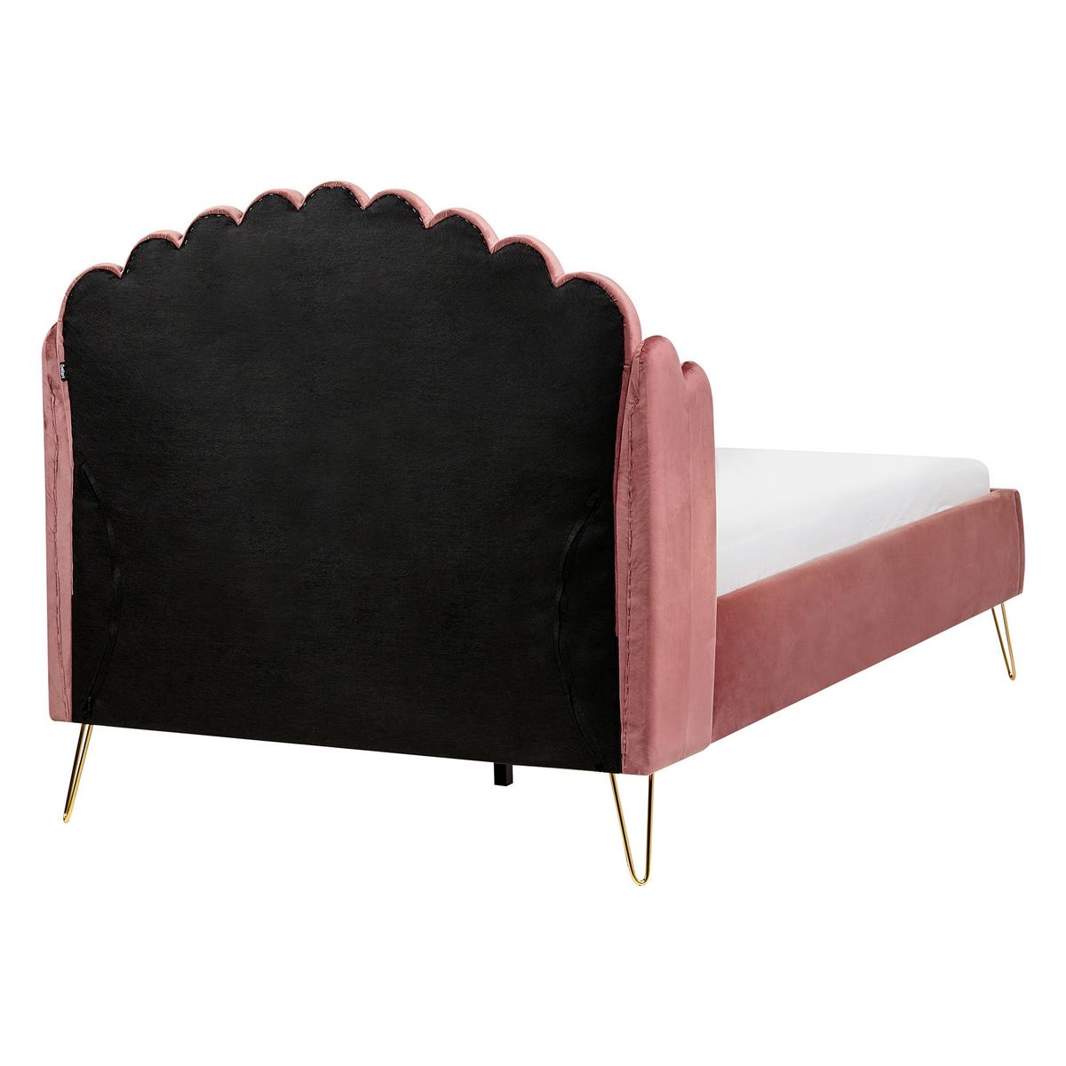 BETT mit Lattenrost 120/200 cm Rosa Ambillou - Pink/Goldfarben, Textil (120/200cm) - Beliani