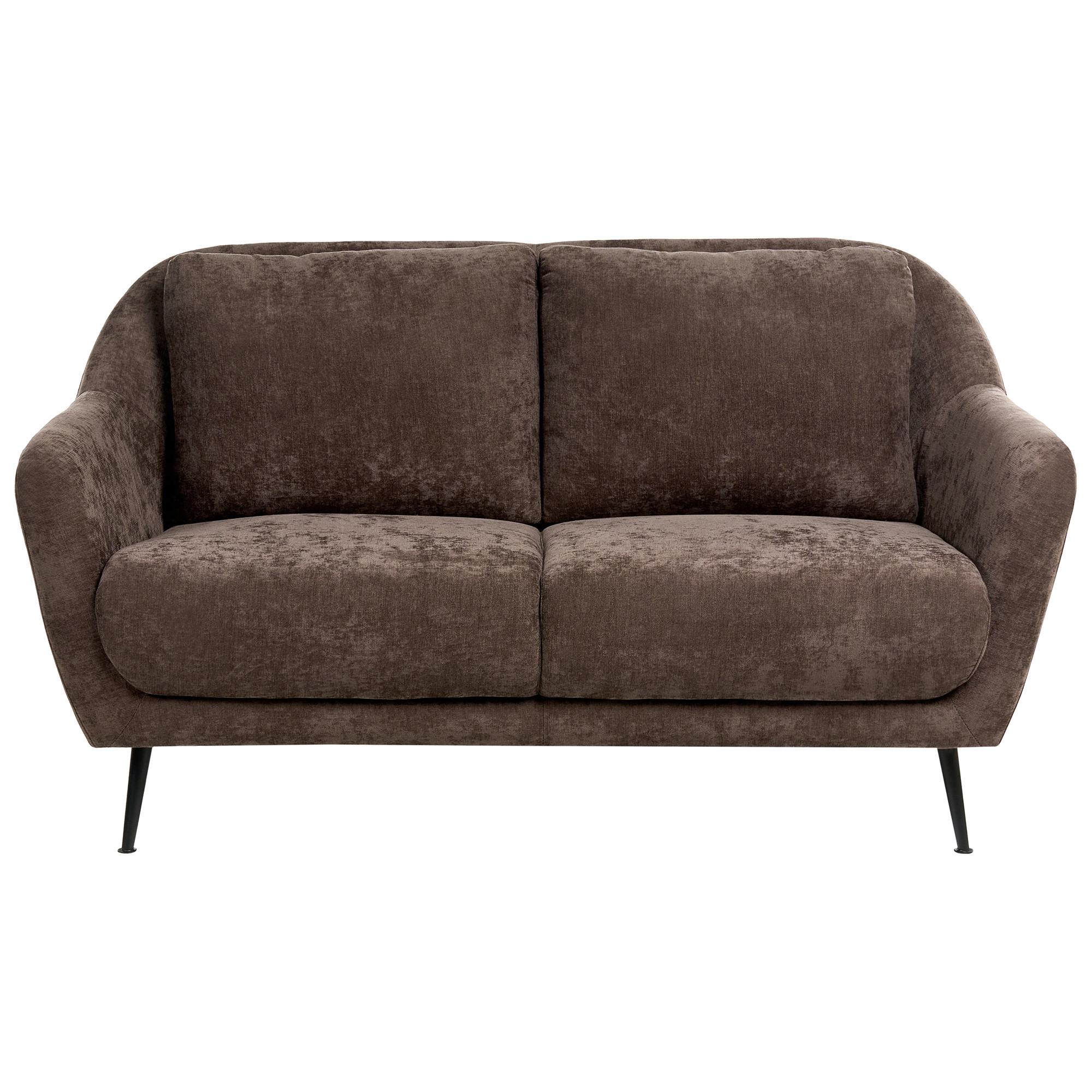 2-SITZER-SOFA Chenillegewebe Dunkelbraun Eiby - Dunkelbraun, Textil (130/80/90cm) - Beliani