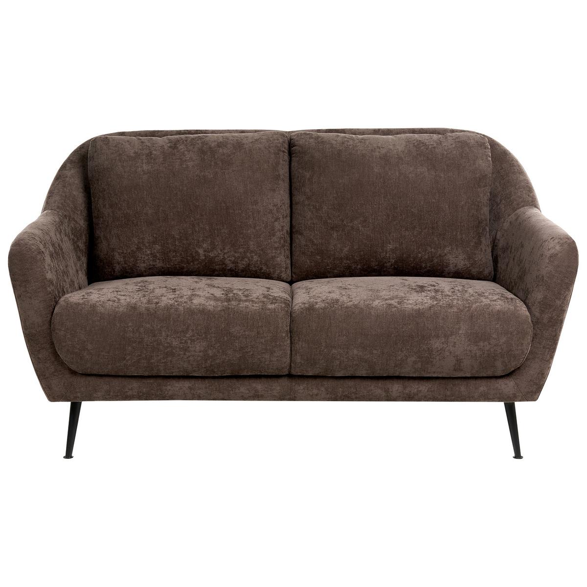 SOFA-SET 3-Sitzer Chenillegewebe Dunkelbraun Eiby - Schwarz/Braun, Textil (148/80/91cm) - Beliani