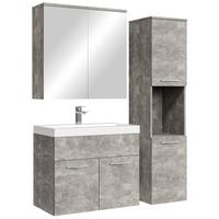 BADMÖBEL-SET Montreal 4 Teile Spiegelschrank Beton Grau - 60 x 35 x 51 cm - Grau, Holz (60/51/35cm) - Badplaats