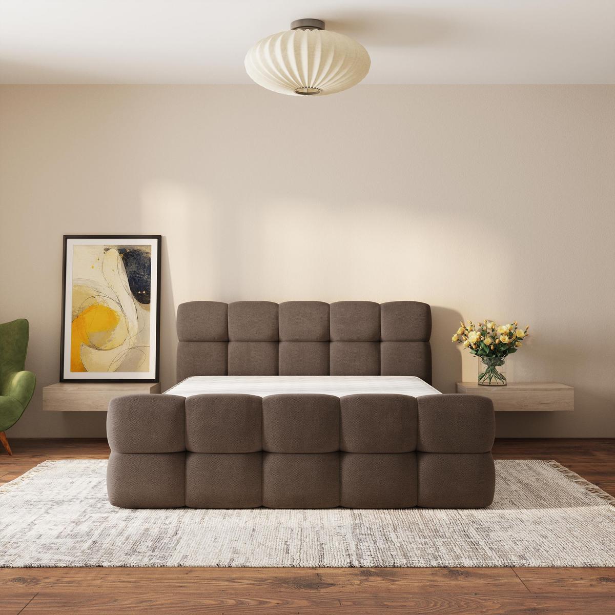 POLSTERBETT ELIZJA 120x200 cm mit Bettkästen - Braun - Braun, Holz (120/200cm) - MASSENO